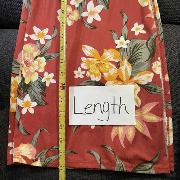 NEW Derek Heart Sleeveless Maxi Dress Coral Tropical Floral Boho Stretch‎ Large - Picture 7 of 10